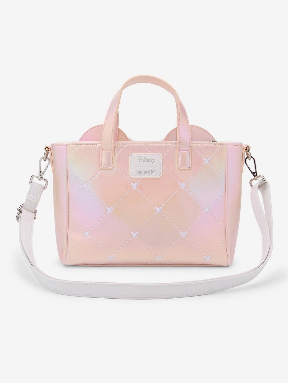 Loungefly Disney Minnie Mouse Pink Pearlescent Finish Mini Satchel Bag - Picture 10 of 12
